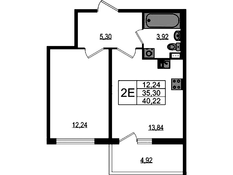 1-комнатная квартира 35.3 м², 1/4 эт., ЖК «Любоград в Стрельне»